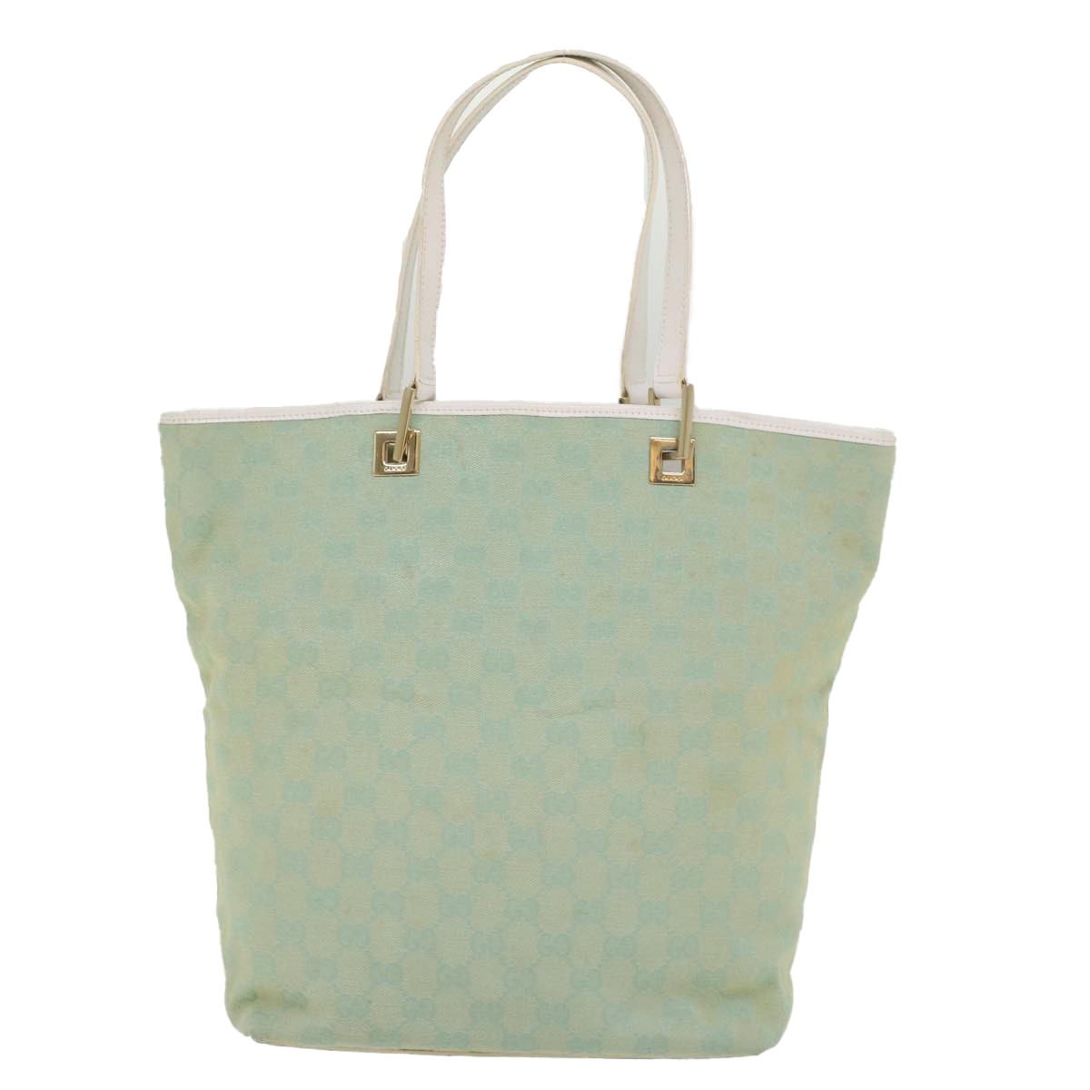 Gucci Vintage Bucket Shopping Tote GG Canvas and leather, Blue, Canvas, Tote Bag