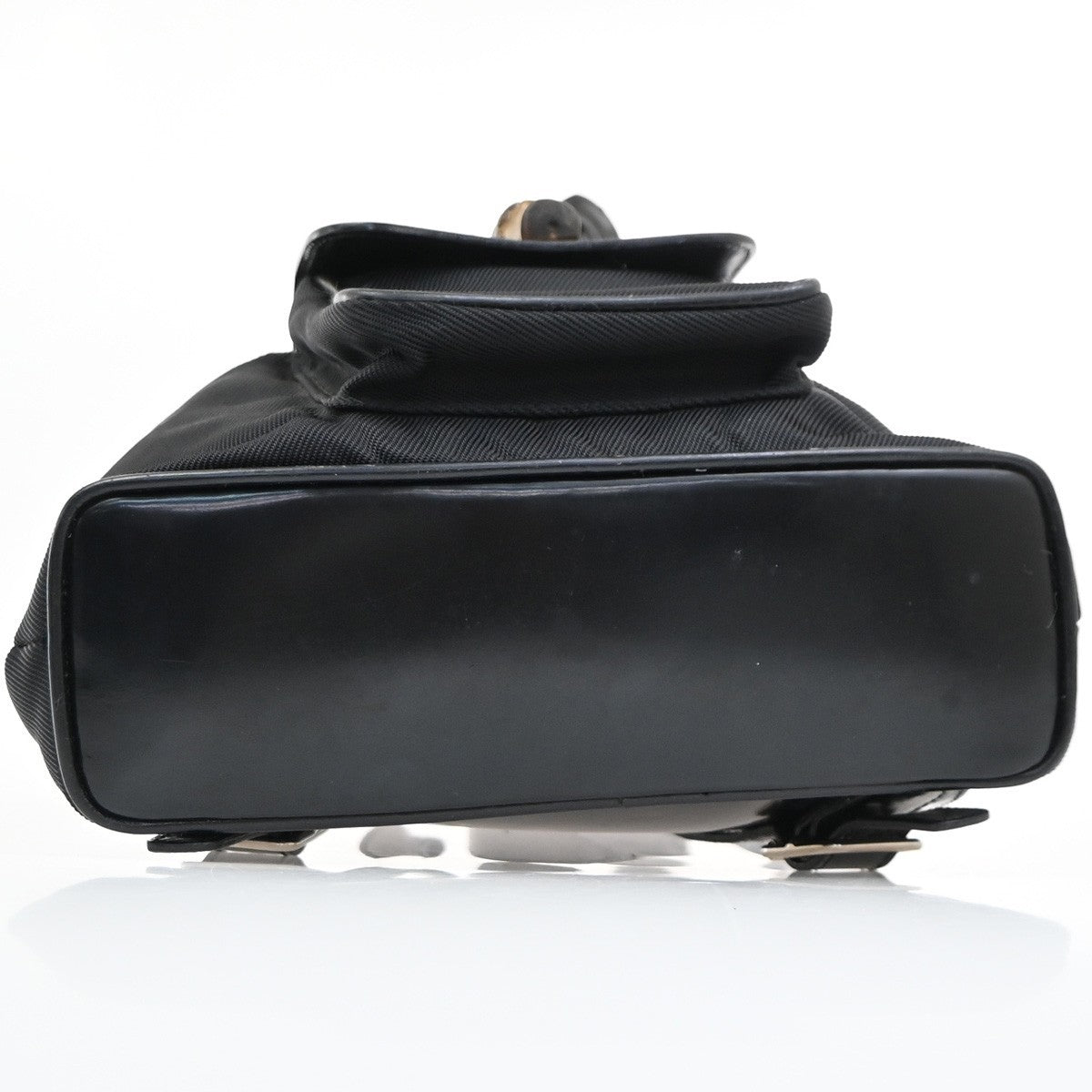 Gucci Vintage Bamboo Nylon and Patent Leather, Black, Nylon, Backpack