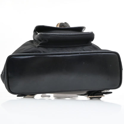 Gucci Vintage Bamboo Nylon and Patent Leather, Black, Nylon, Backpack