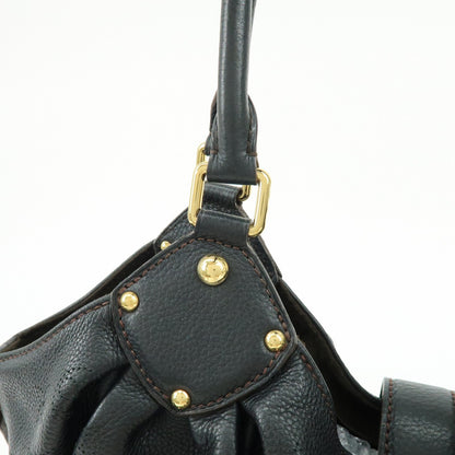 Louis Vuitton L Hobo Mahina Leather, Black, Leather, Shoulder Bag