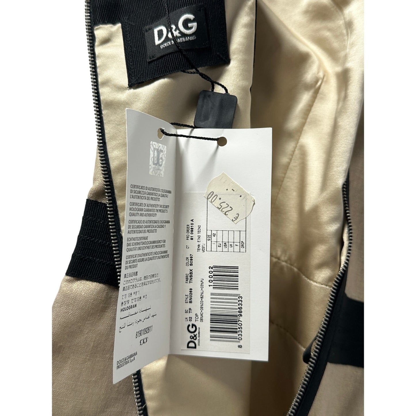 D&G Dolce & Gabbana Linen Corset  24 Beige Halter Neck