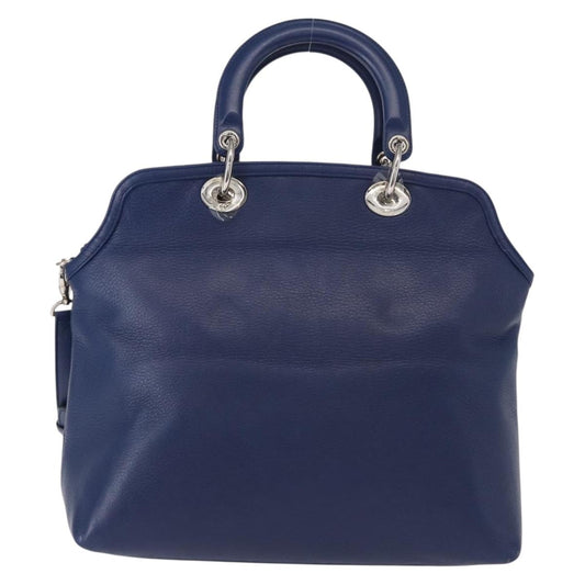 Christian Dior Granville Satchel Leather, BLUE, LEATHER, Handbag