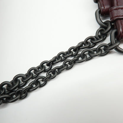 Bottega Veneta Double Chain Intrecciato Nappa, Burgundy, Leather, Tote Bag