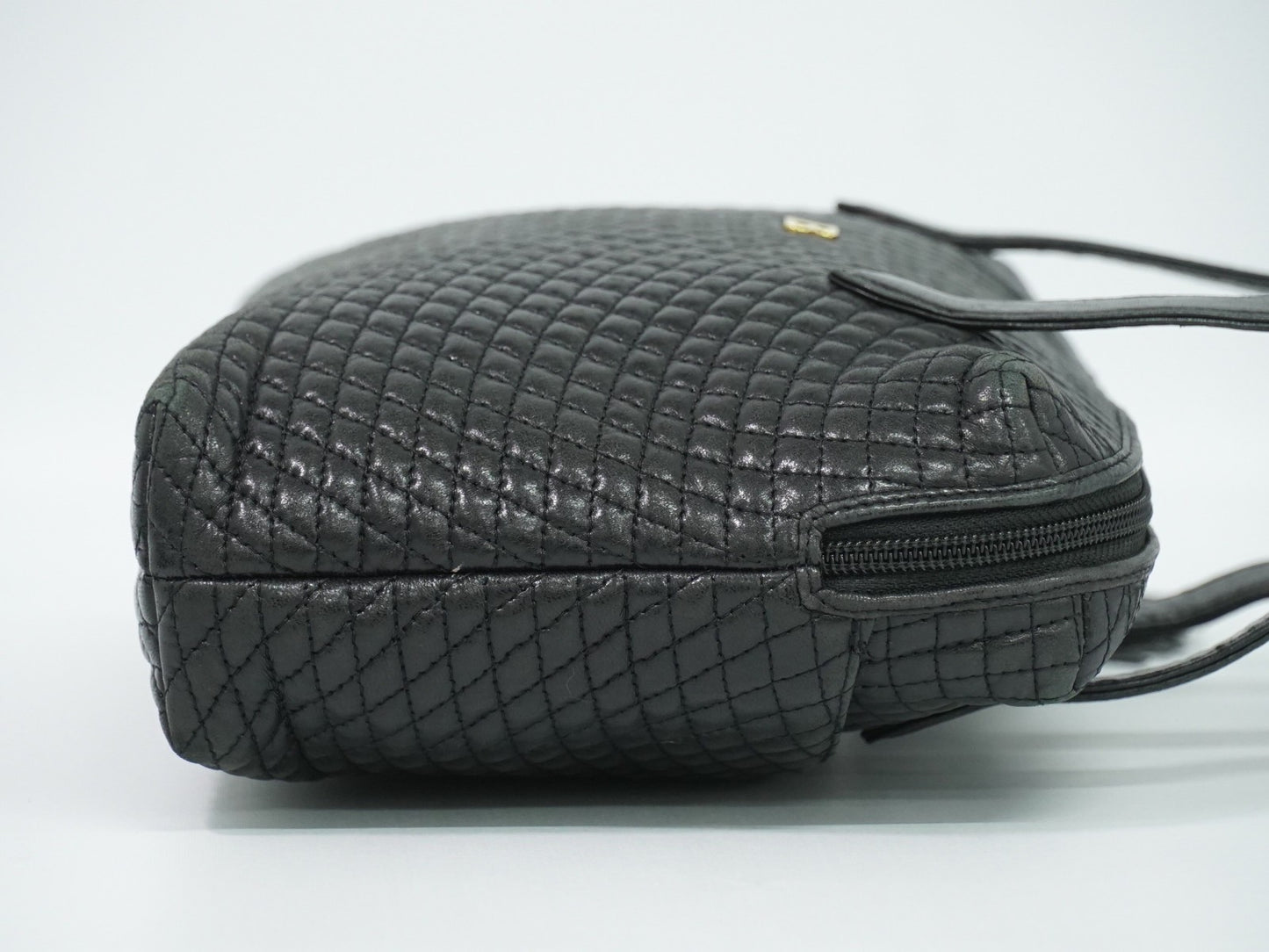 Bally Vintage Quilted Leather, Black, Leather, Handbag