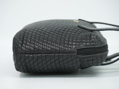 Bally Vintage Quilted Leather, Black, Leather, Handbag