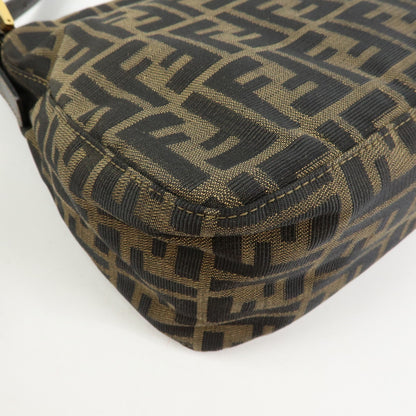 Fendi Round Flap Baguette Zucca Canvas, Brown, Canvas, Shoulder Bag
