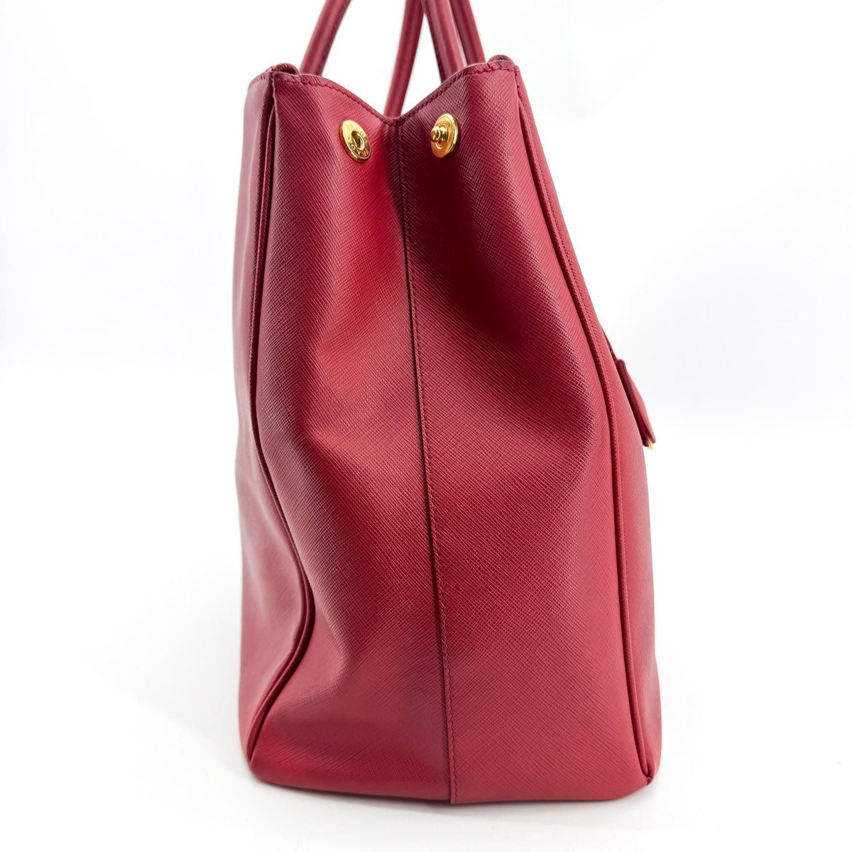 Prada Double Zip Lux Vernice Saffiano Leather, Red, Leather, Tote Bag