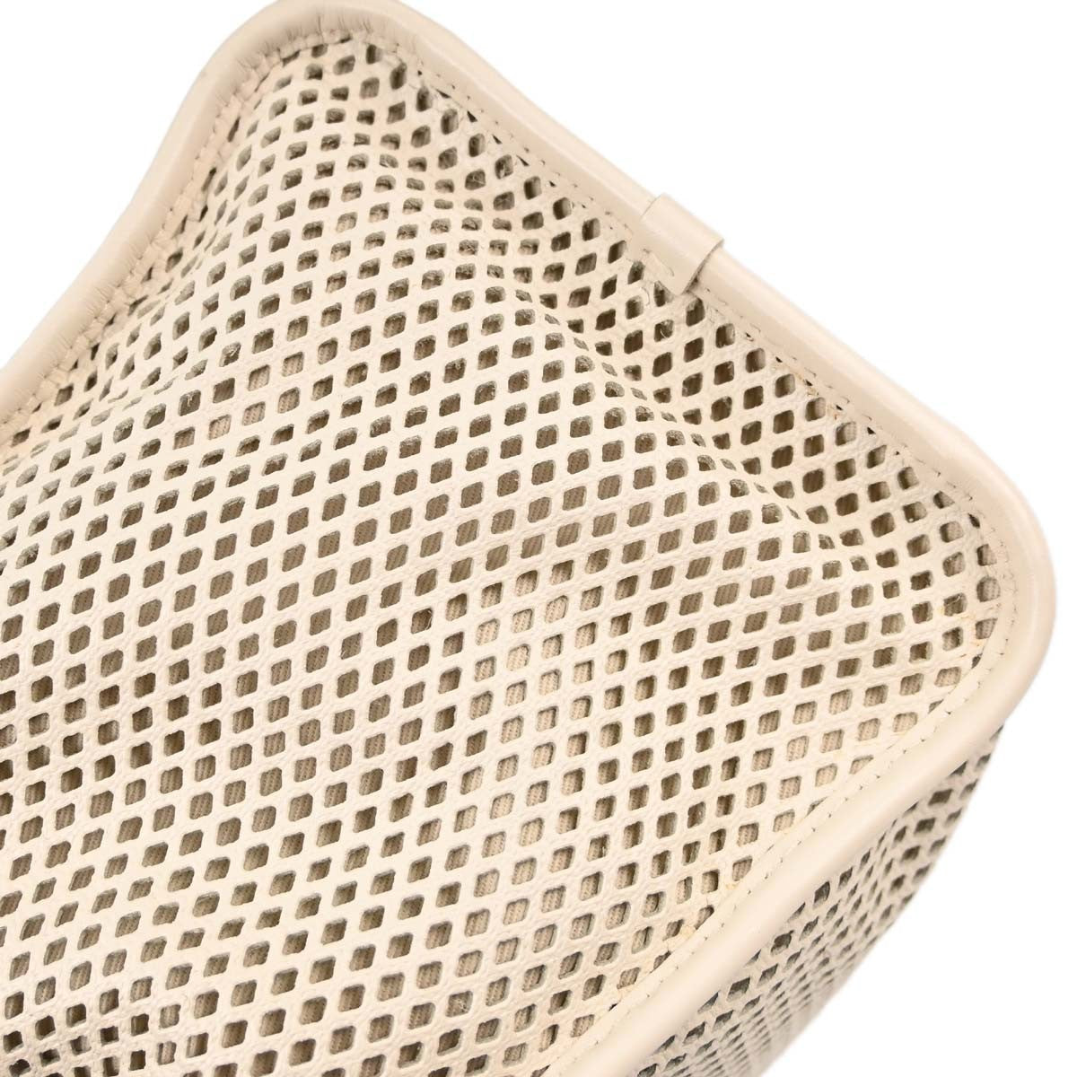 Chanel Up In The Air Top Handle Perforated Leather, White, Leather, Tote Bag