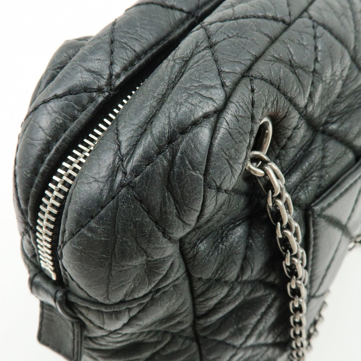 Chanel Shoulder Quilted Leather, Black, Calfskin, Shoulder Bag