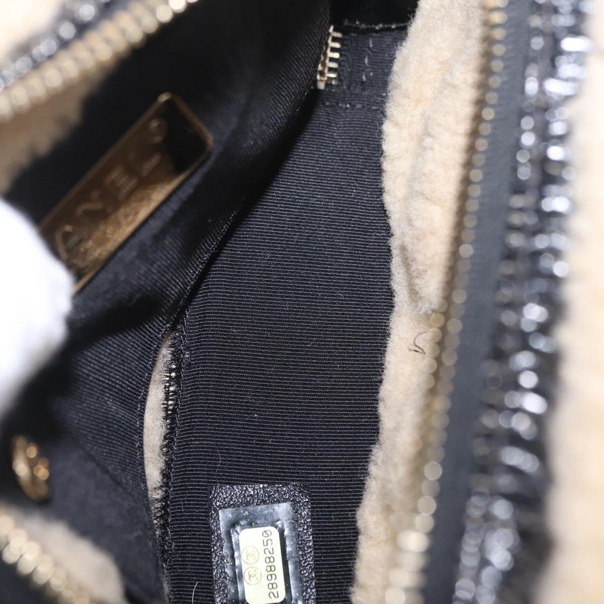 Chanel CC Mania Waist Shearling and Shiny Crumpled Sheepskin, Black, Textile, Handbag