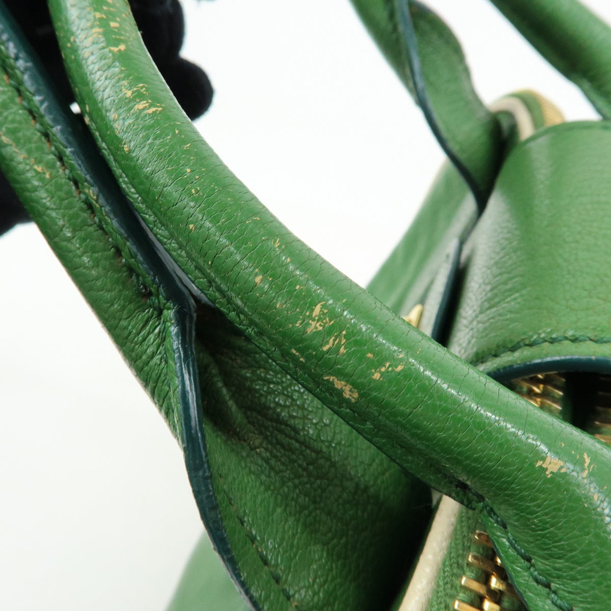 Miu Miu Madras Top Handle Leather, Green, Leather, Handbag