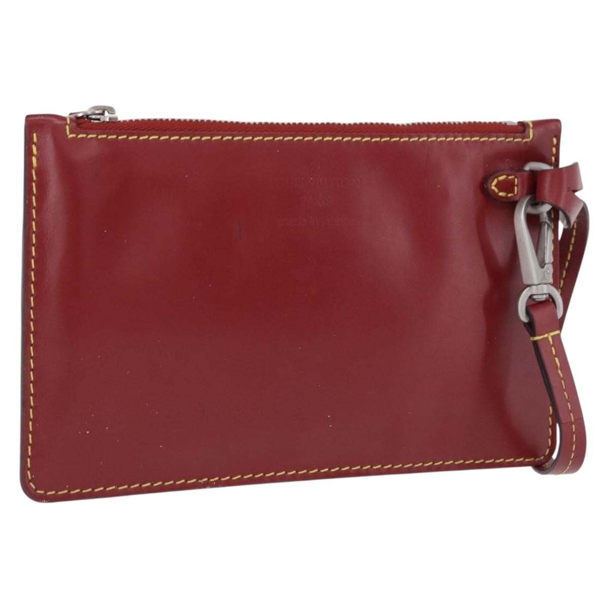 Louis Vuitton Neverfull Leather, Red, Leather, Clutch