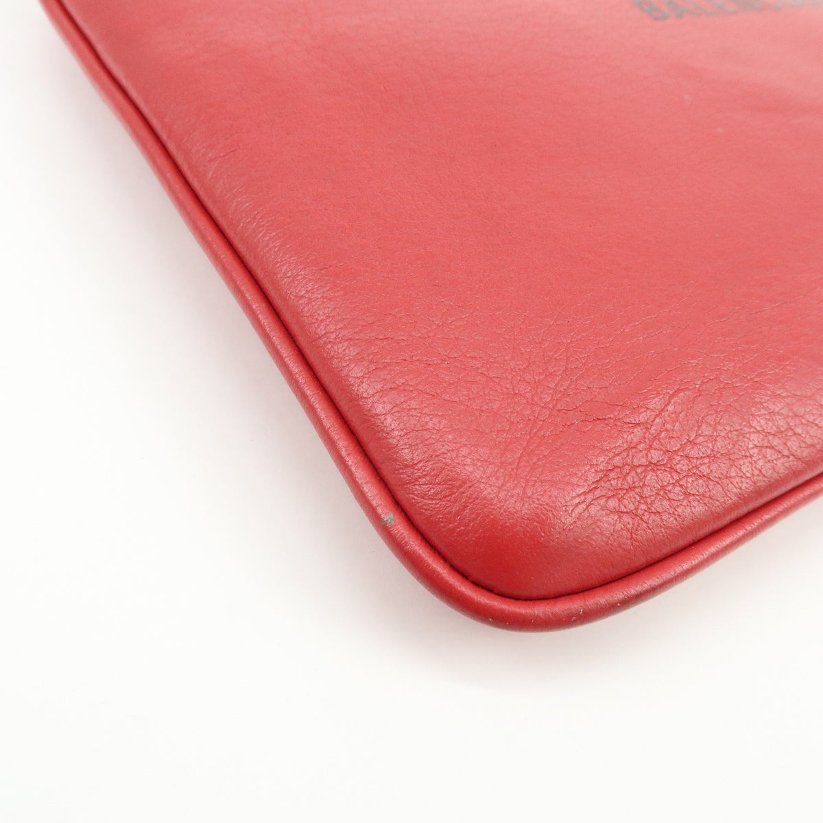 Balenciaga Everyday Logo Printed Leather, Red, Leather, Clutch