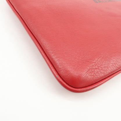 Balenciaga Everyday Logo Printed Leather, Red, Leather, Clutch
