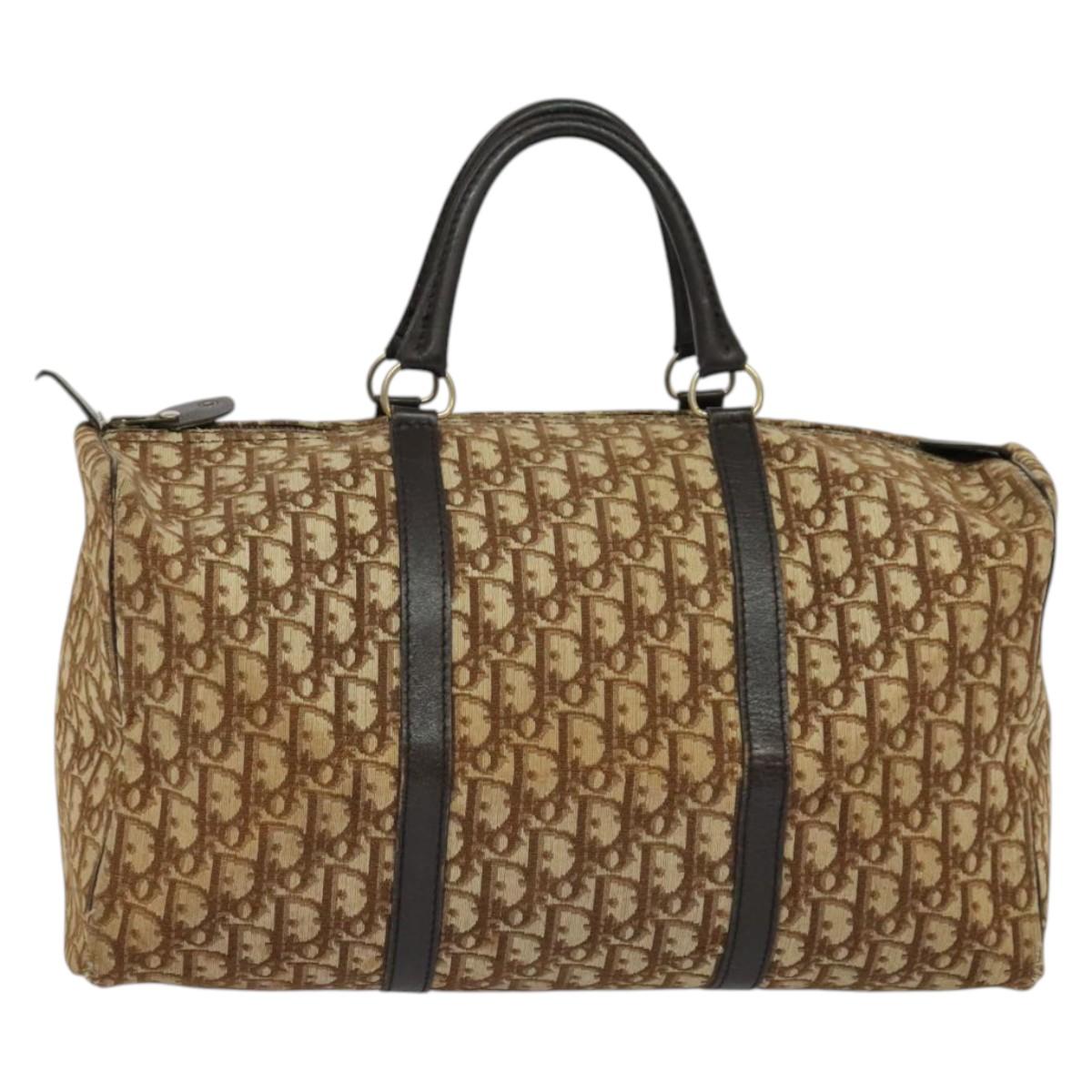 Christian Dior Vintage Trotter Boston Bag Canvas, BROWN, CANVAS, Travel bag
