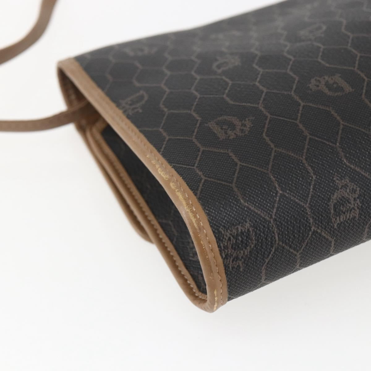 Christian Dior Vintage Honeycomb Flap Canvas and Leather, Black, Canvas, Shoulder Bag