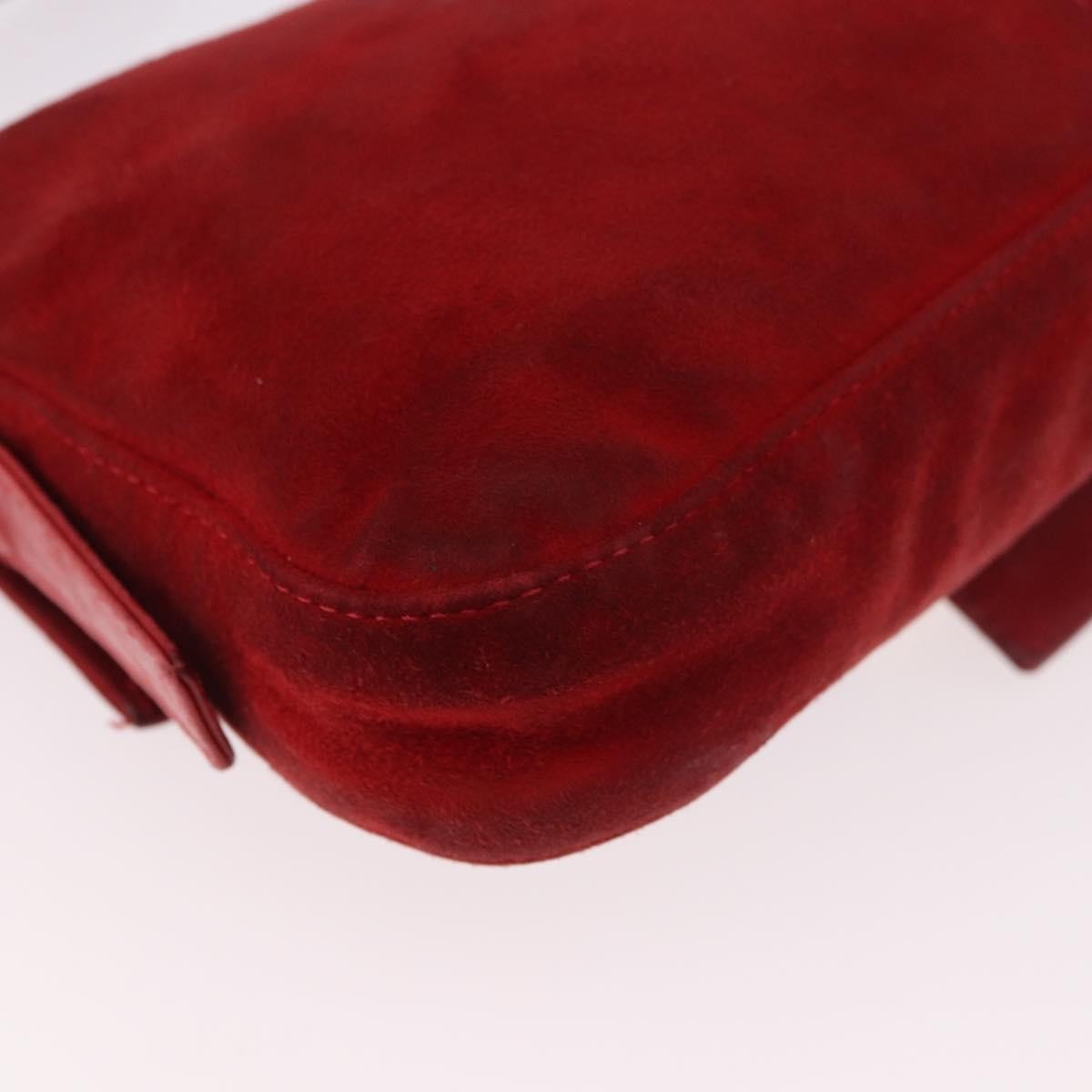 Fendi Baguette Leather, Red, Suede, Shoulder Bag