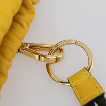 Fendi Logo Drawstring Leather, Yellow, Leather, Handbag
