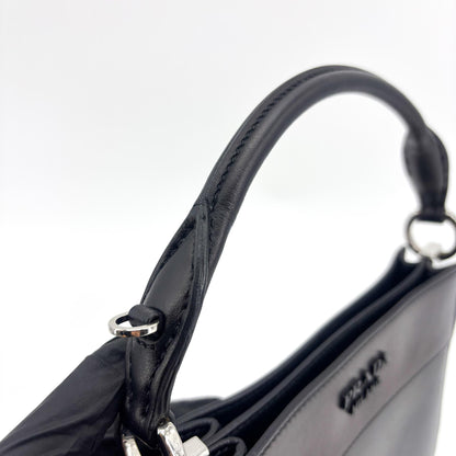 Prada Margit Calf Leather, Black, Calfskin, Shoulder Bag