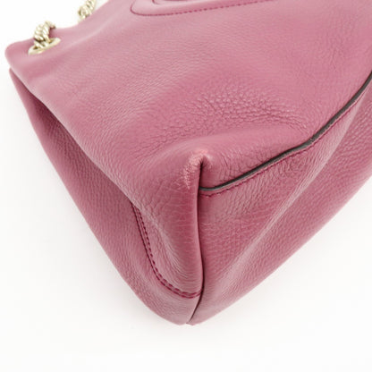 Gucci Soho Chain Strap Leather, Purple, Leather, Shoulder Bag