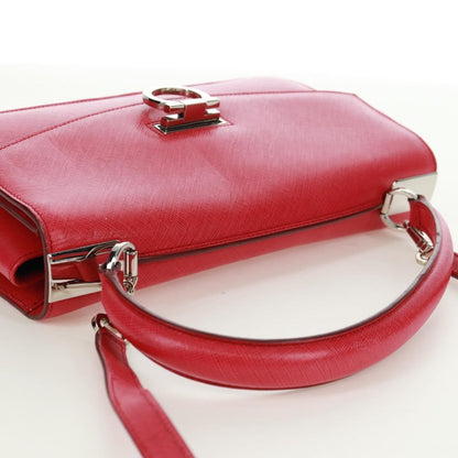 Salvatore Ferragamo Gancini Convertible Top Handle Saffiano Leather, Pink, Leather, Handbag