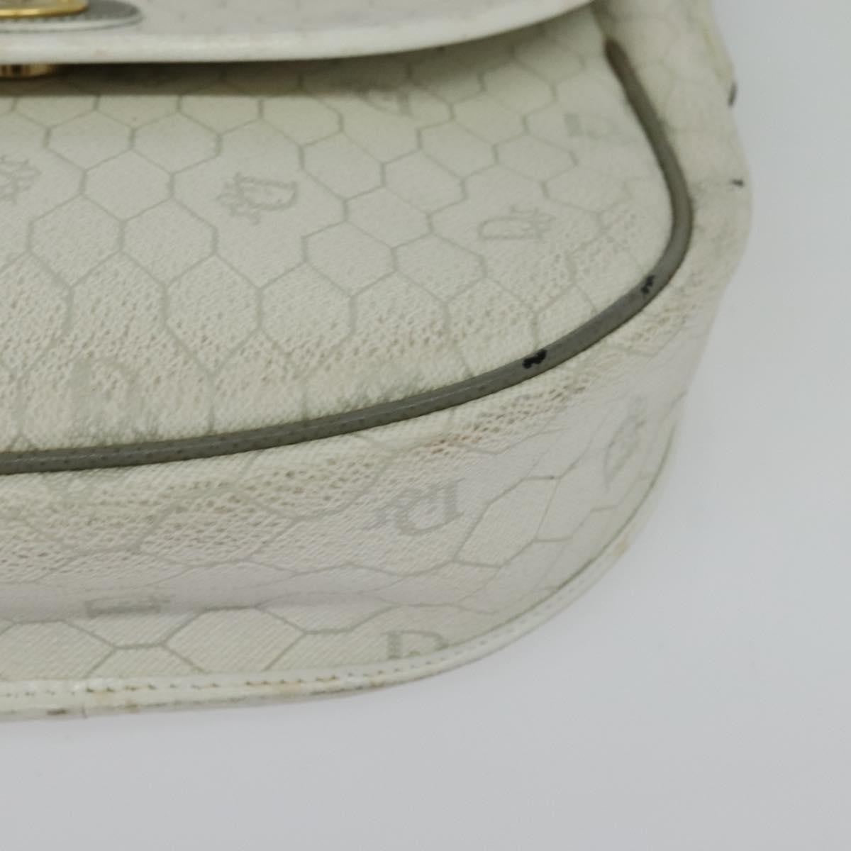 Christian Dior Vintage Honeycomb Flap Coated Canvas, White, Canvas, Wallet