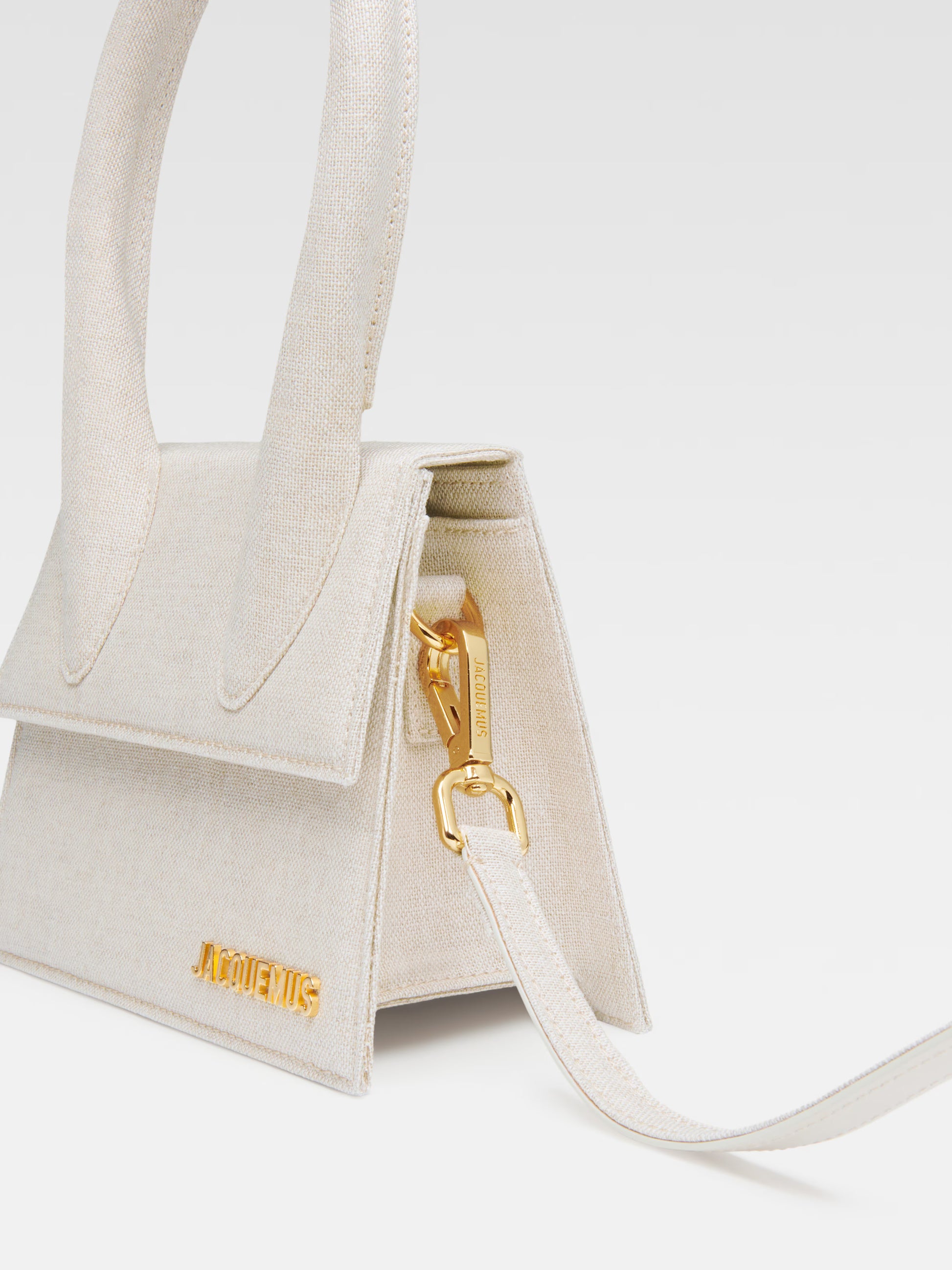 Jacquemus Chiquito mini beige clair linen, BEIGE, LINEN, Crossbody bag