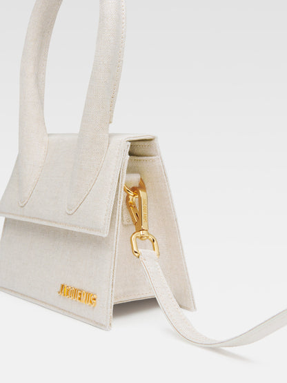 Jacquemus Chiquito mini beige clair linen, BEIGE, LINEN, Crossbody bag