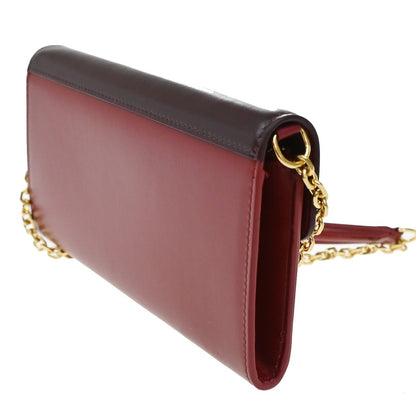 Celine C Wallet on Chain Leather, Black, Leather, Clutch