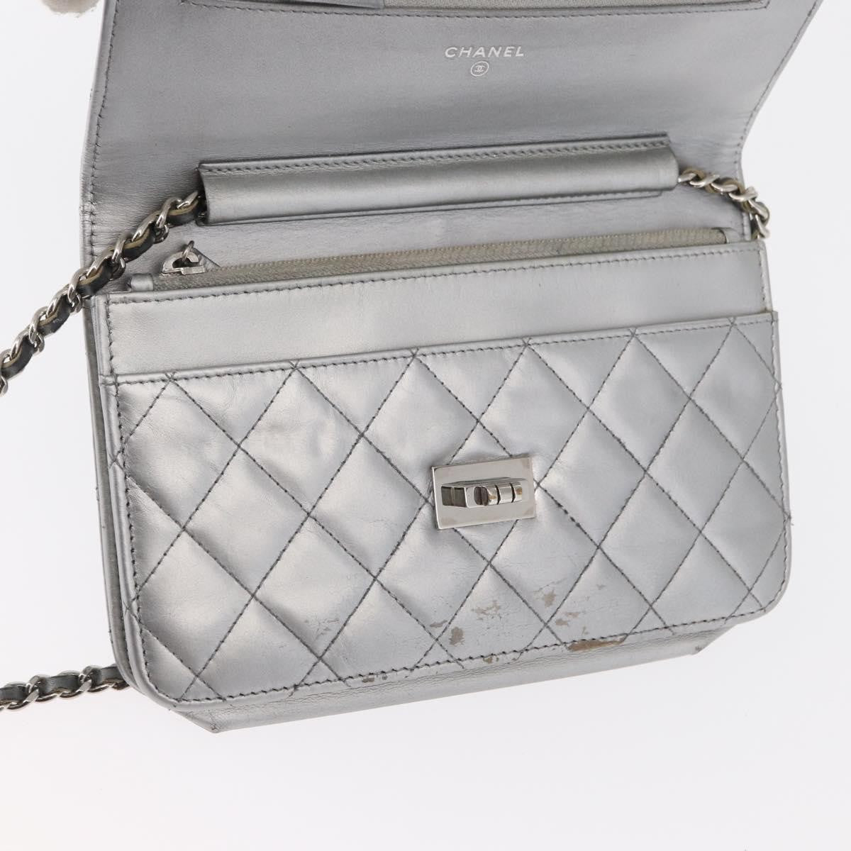 Chanel Reissue 2.55 Wallet on Chain Quilted Lambskin, Silver, Leather, Crossbody Bag