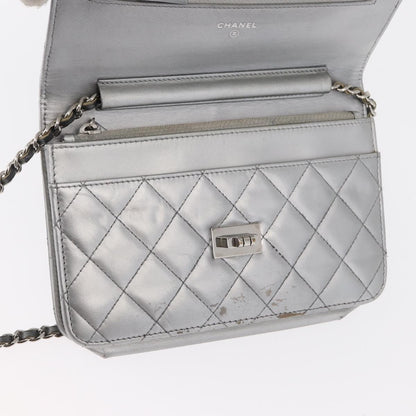 Chanel Reissue 2.55 Wallet on Chain Quilted Lambskin, Silver, Leather, Crossbody Bag