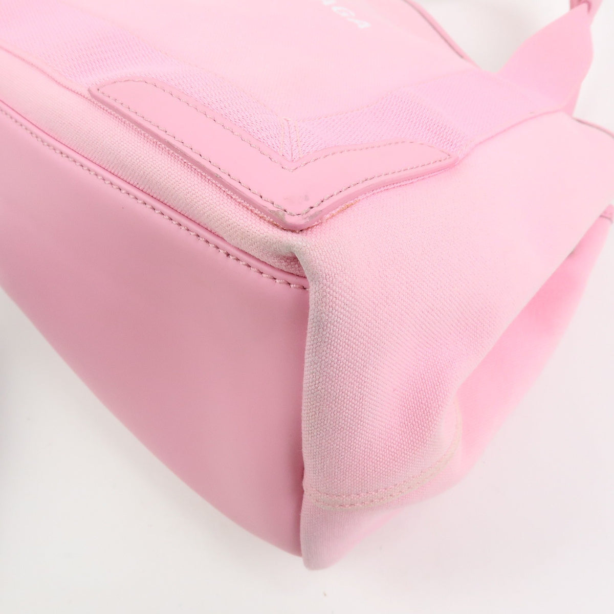 Balenciaga Navy Cabas Canvas with Leather, Pink, Canvas, Tote Bag