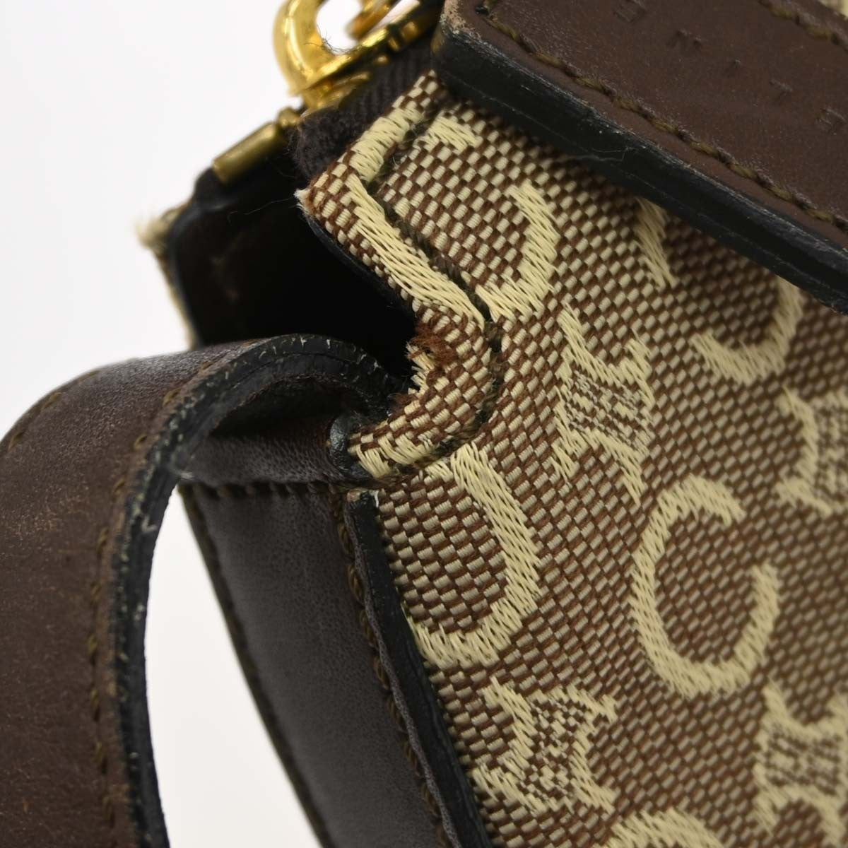 Celine Macadam Canvas, Brown, Canvas, Shoulder Bag