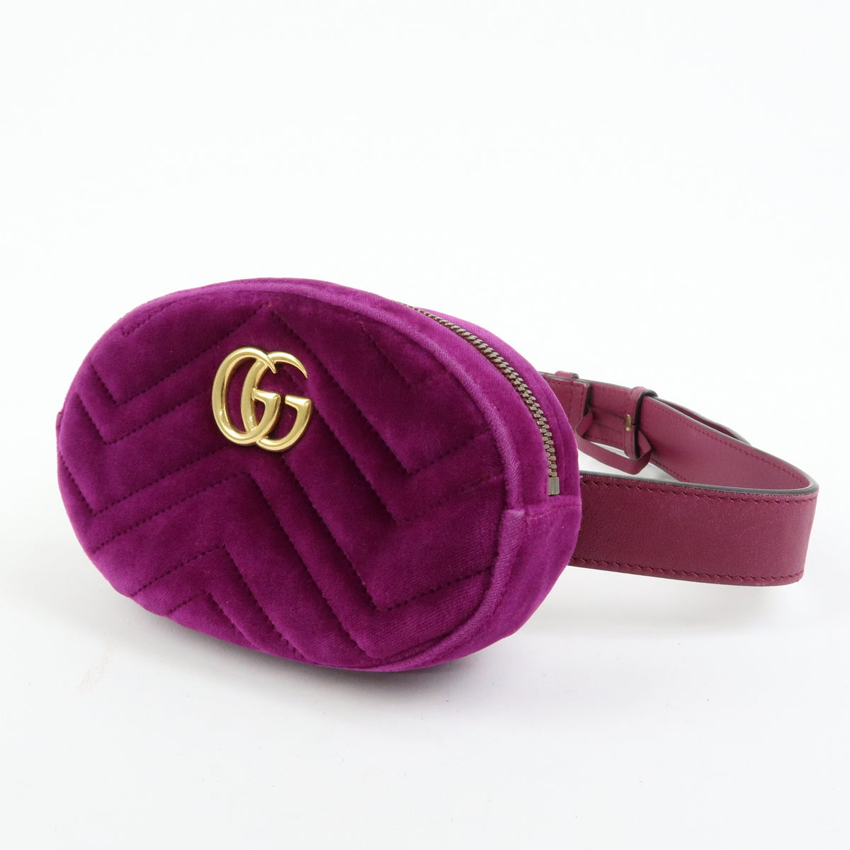 Gucci GG Marmont Belt Matelasse Velvet, Purple, Velvet, Handbag