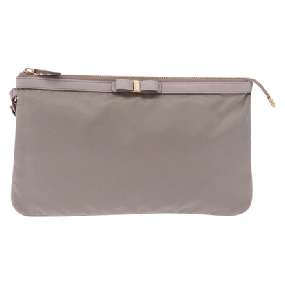 Salvatore Ferragamo Vala Clutch Nylon, Gray, Nylon, Clutch