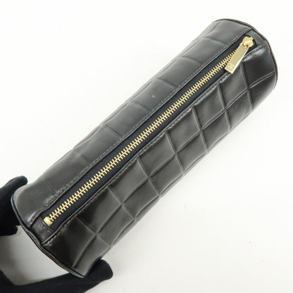 Chanel Chocolate Bar Cosmetic Quilted Lambskin, Black, Leather, Toiletry Case