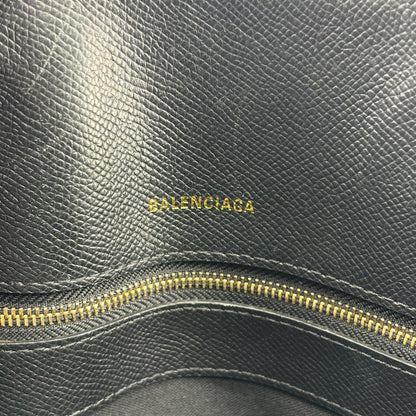 Balenciaga Logo Ville Leather, Black, Calfskin, Handbag