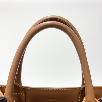 Celine Vertical Cabas Canvas with Leather, White, Canvas, Tote Bag