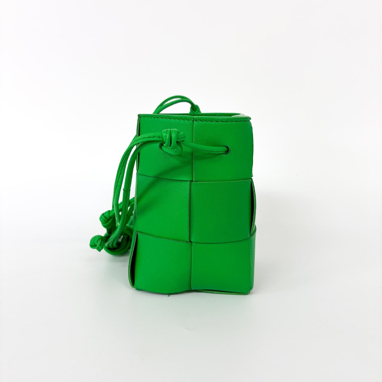 Bottega Veneta Cassette Bucket Bag Maxi Intrecciato Leather with Beaded Details, Green, Leather, Handbag
