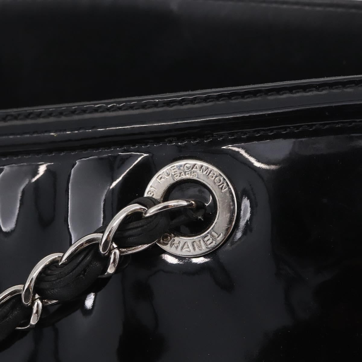 Chanel Lipstick Open Patent Vinyl, Black, Patent Leather, Tote Bag