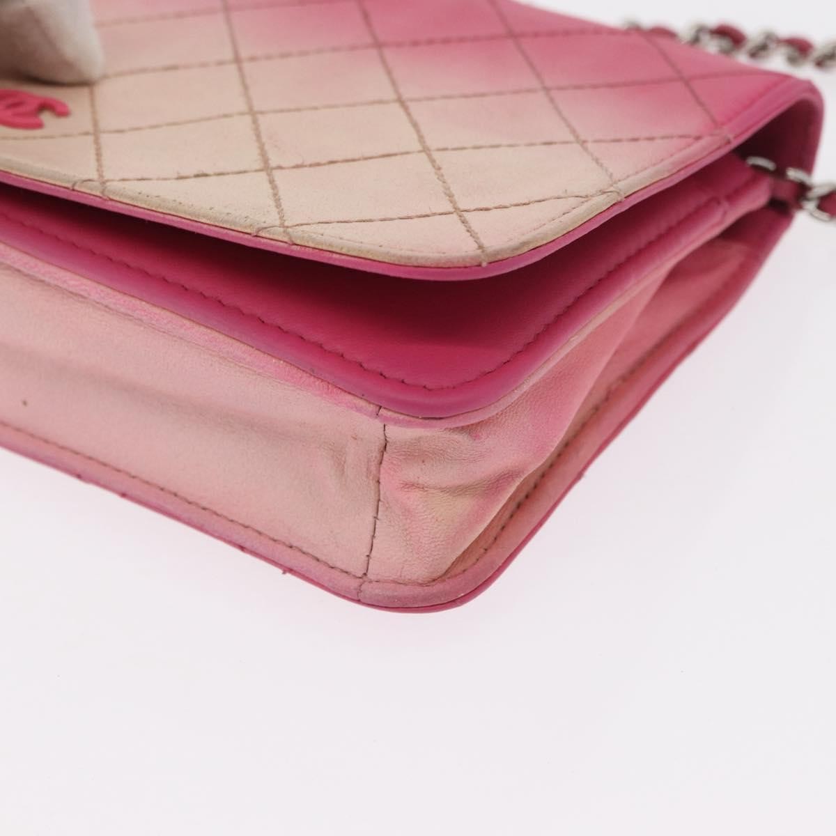 Chanel Wallet on Chain Quilted Ombre Lambskin, Pink, Leather, Crossbody Bag