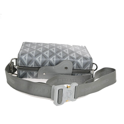 Christian Dior Lingot Messenger CD Diamond Coated Canvas, Gray, Canvas, Handbag