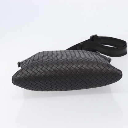 Bottega Veneta Flat Messenger Intrecciato Nappa, Black, Leather, Handbag