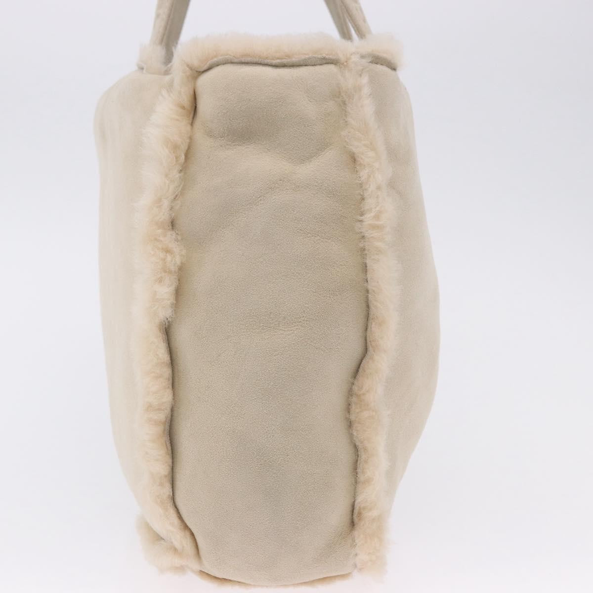 Chanel Vintage East West Tote Shearling and Suede, Beige, Leather, Tote Bag