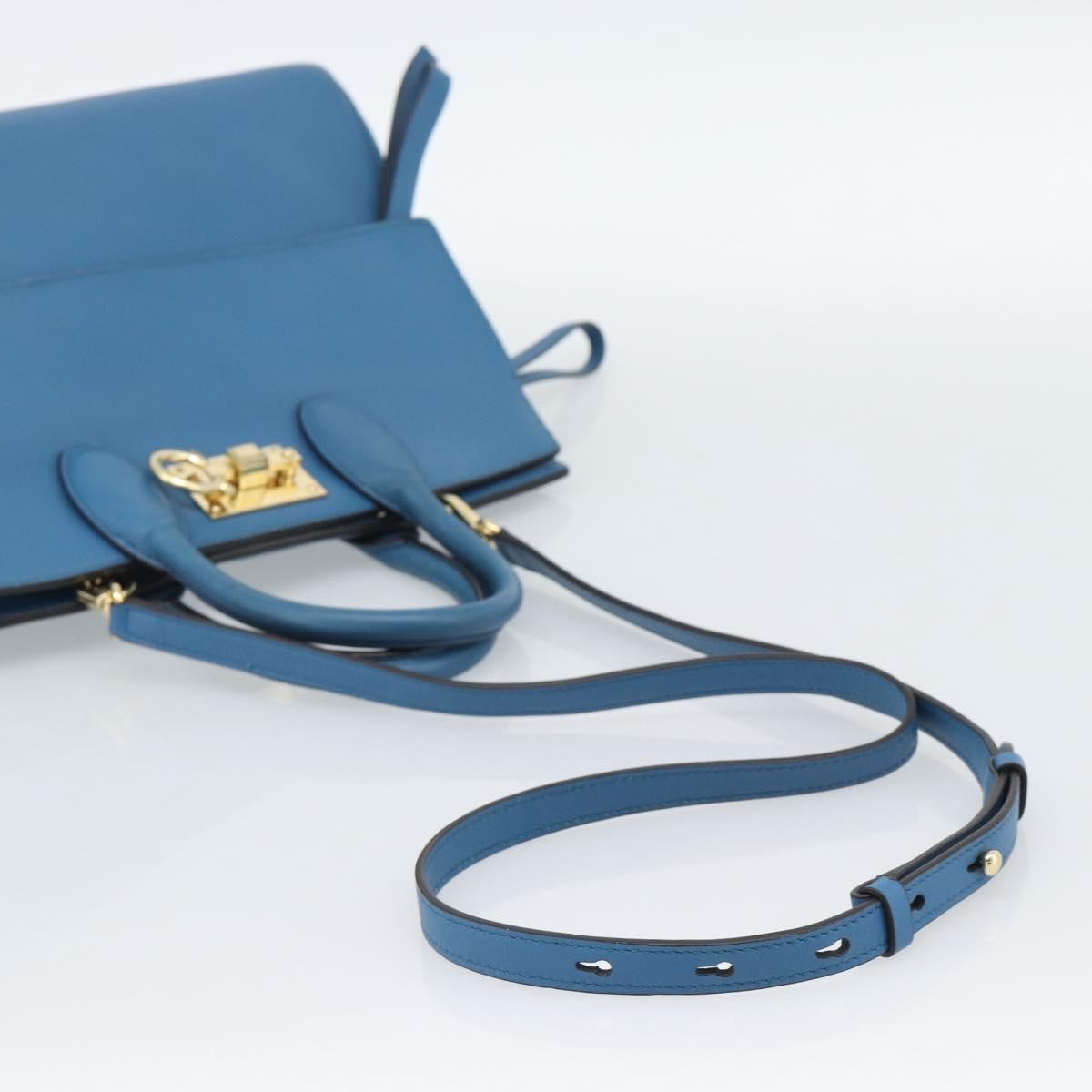 Salvatore Ferragamo Studio Portfolio Leather, Blue, Leather, Briefcase