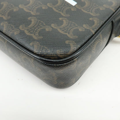 Celine Logo Messenger Triomphe Coated Canvas, Brown, Canvas, Handbag