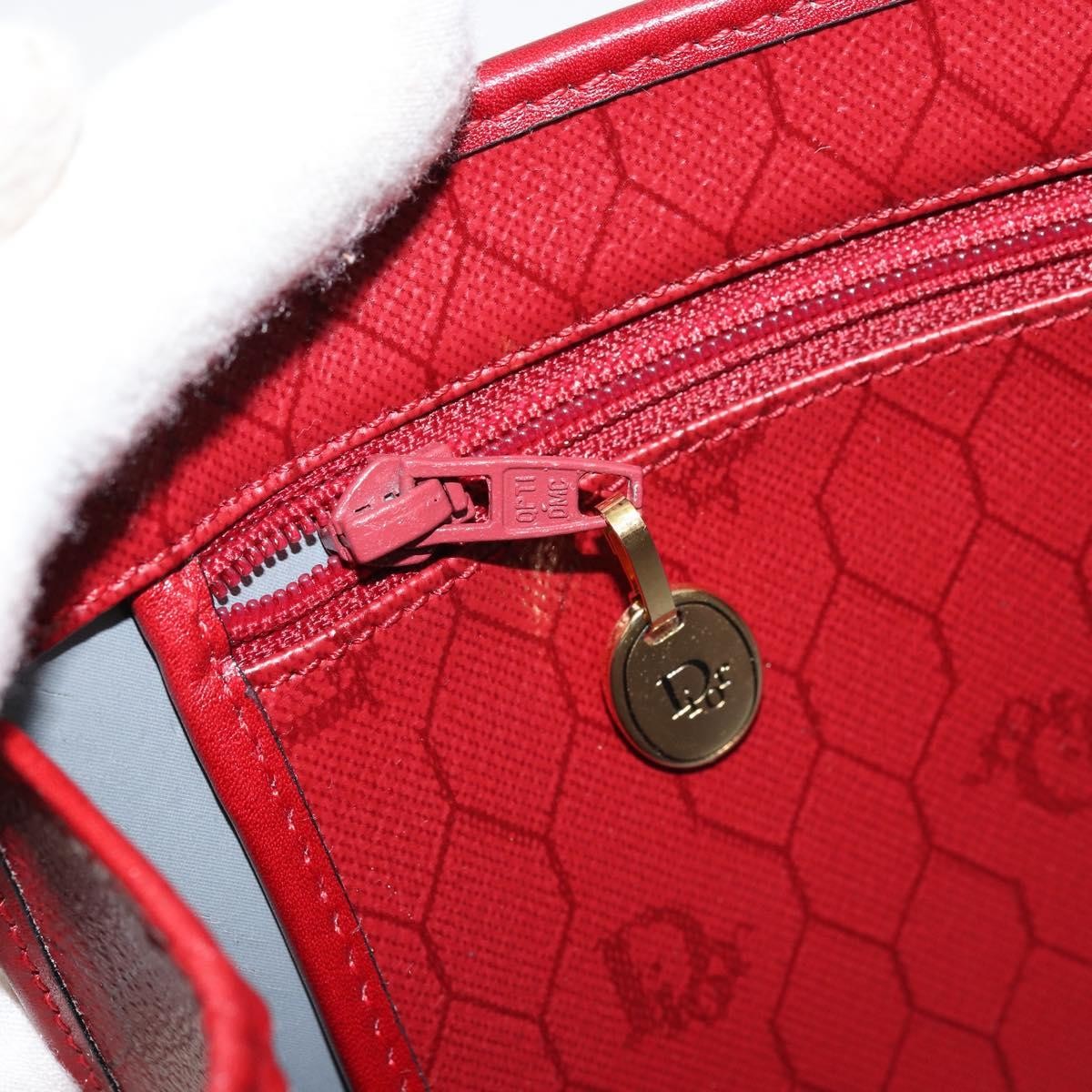 Christian Dior Vintage Honeycomb Canvas, Red, Canvas, Shoulder Bag