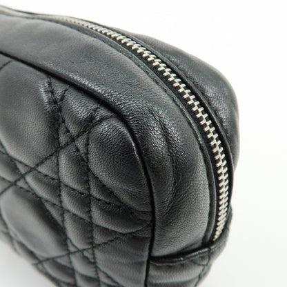 Christian Dior Lady Dior Cannage Quilt Leather, Black, Leather, Wallet