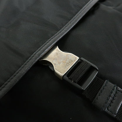 Prada Buckle Messenger Tessuto, Black, Nylon, Handbag