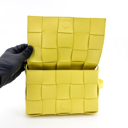 Bottega Veneta Cassette Maxi Intrecciato Leather, Yellow, Leather, Crossbody Bag